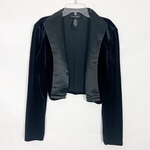 CACHET Open Front Black Cardigan Womens Medium Cropped Velvet Dressy Elegant